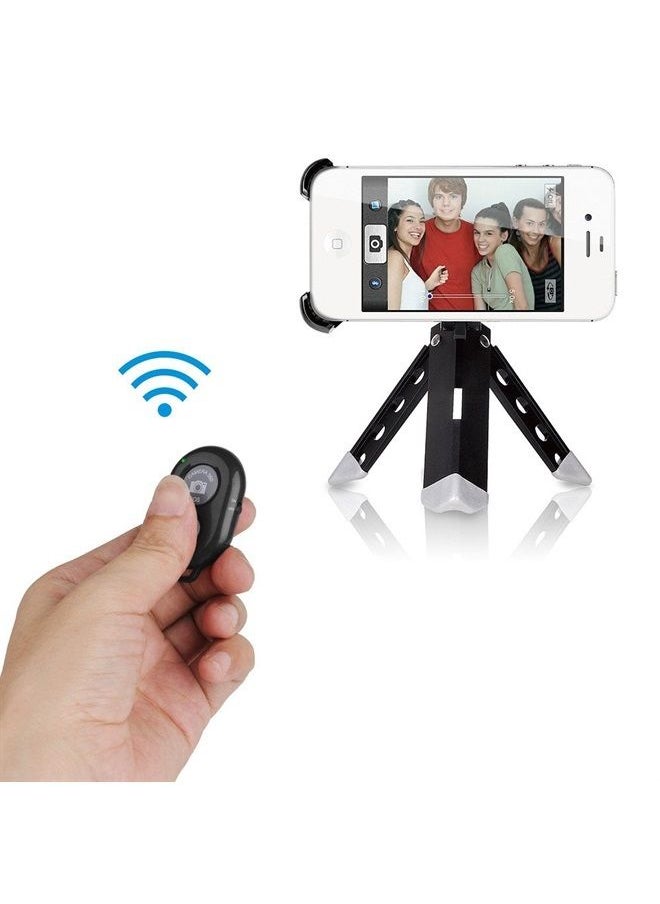 eCostConnection - Wireless Remote Control Shutter Buttons for iPhone and Android Smartphones, 1, Black, Round with Microfiber Cleaning Cloth - Image 1