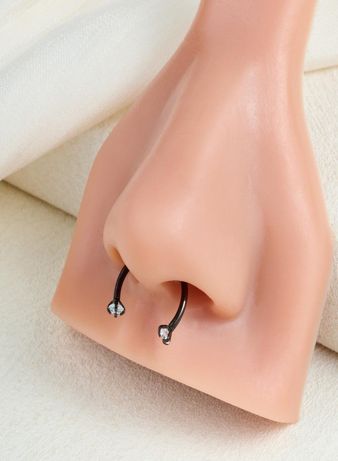 FECTAS Internal Threaded Horseshoe Nose Rings Septum Rings 16G Earrings 8/10/12mm Labret Lip Ear Rook Helix Conch Daith Nose Piercing Jewelry Black - Image 4