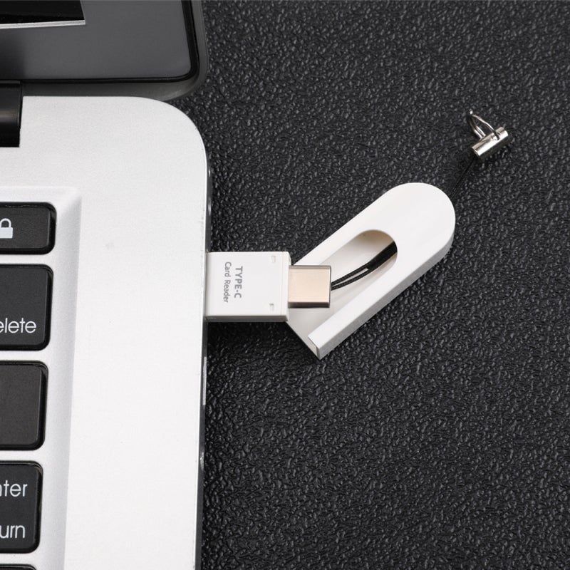 قارئ بطاقات USB C صغير الحجم مقاس 2.7 بوصة من سبيكة الزنك من النوع C - موصل مزدوج USB لنقل صور الهواتف الذكية - Image 4