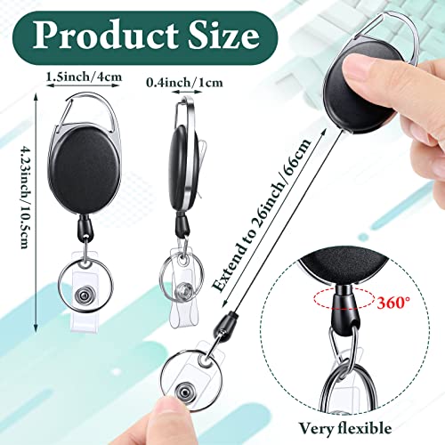 Honoson 50 Pcs Heavy Duty Retractable Badge Reels Batch ID Badge Holder Retractable Clip Bulk Key Holder with Ring for Office Worker Employee, Doctor Nurse Gifts (Black) - Image 2