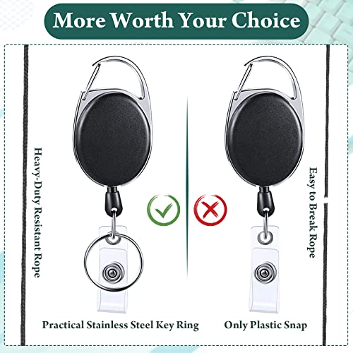 Honoson 50 Pcs Heavy Duty Retractable Badge Reels Batch ID Badge Holder Retractable Clip Bulk Key Holder with Ring for Office Worker Employee, Doctor Nurse Gifts (Black) - Image 4