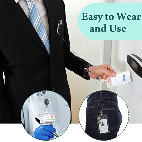 Honoson 50 Pcs Heavy Duty Retractable Badge Reels Batch ID Badge Holder Retractable Clip Bulk Key Holder with Ring for Office Worker Employee, Doctor Nurse Gifts (Black) - Image 5