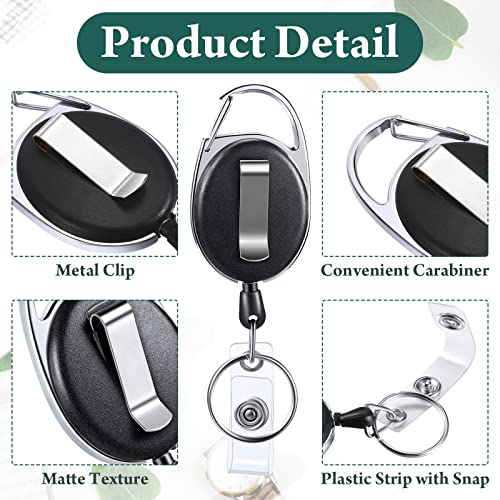 Honoson 50 Pcs Heavy Duty Retractable Badge Reels Batch ID Badge Holder Retractable Clip Bulk Key Holder with Ring for Office Worker Employee, Doctor Nurse Gifts (Black) - Image 3