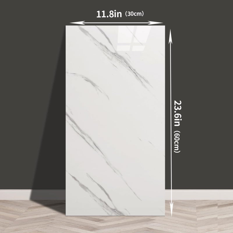 Haimin Wall Panels Peel and Stick 20 Pieces 23.6x11.8in (38.7 Sq. Ft. Coverage) Lightweight Backsplash Marble Look Tileï¼ˆnot Real Marble, Ideal for Kitchen Bathrooms Living Rooms Bedrooms (White-JSB) - Image 4