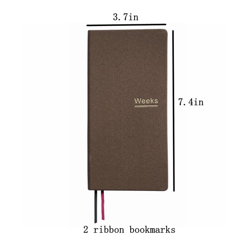 receip Undated Weekly Planner Notebook Pocket Organizer Appointment Book Journal Notebook A6 Week Plan Notepad (Brown with cover) - Image 2