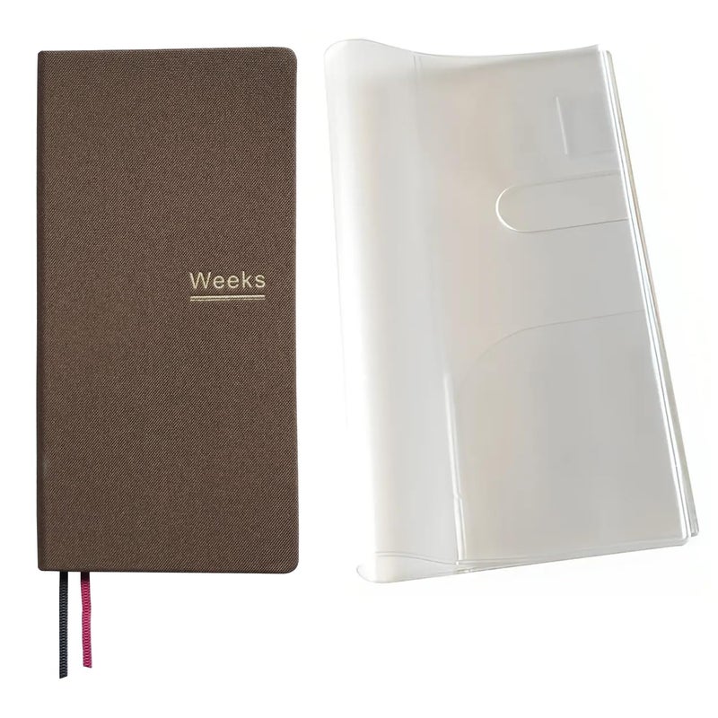 receip Undated Weekly Planner Notebook Pocket Organizer Appointment Book Journal Notebook A6 Week Plan Notepad (Brown with cover) - Image 1