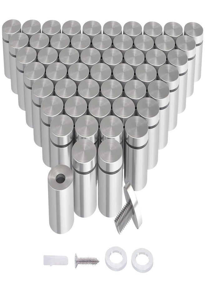 LuckIn 50-Pack Standoff Screws (1 in. Dia x 1 in. L), Stainless Steel Standoff Mounting Hardware for Acrylic Signs, Silver - Image 1