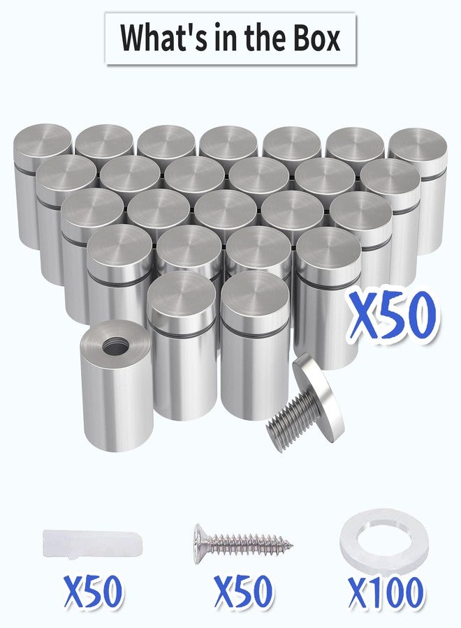 LuckIn 50-Pack Standoff Screws (1 in. Dia x 1 in. L), Stainless Steel Standoff Mounting Hardware for Acrylic Signs, Silver - Image 3