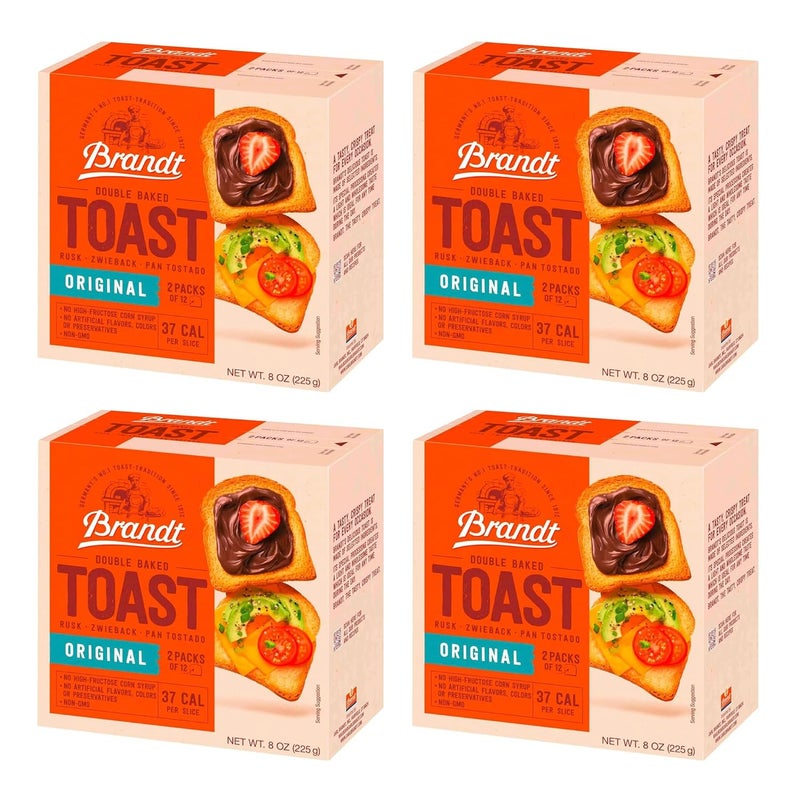 Brandt Zwieback Rusk  Sweetened Crispy Bread  Perfect for Teething Children  Enjoy With Sweet or Savory toppings  8 oz each Pack of 4 - Image 1