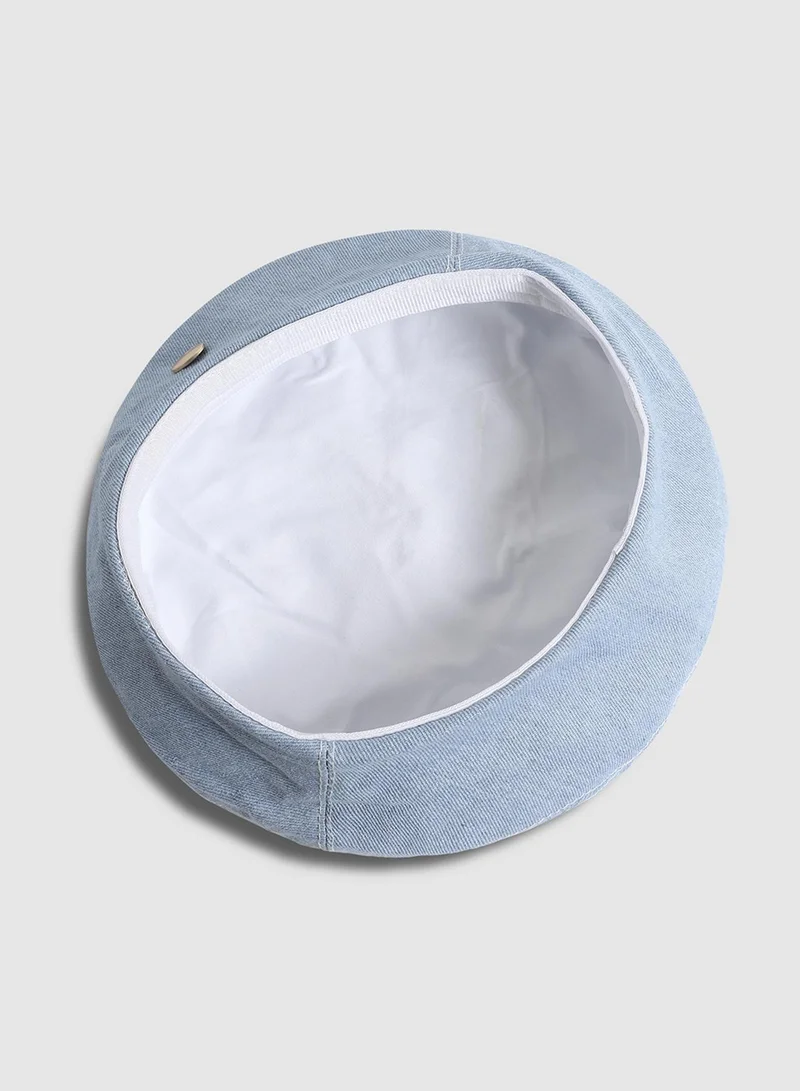 Haute Sauce Denim Beret Hat - Light-Wash Blue