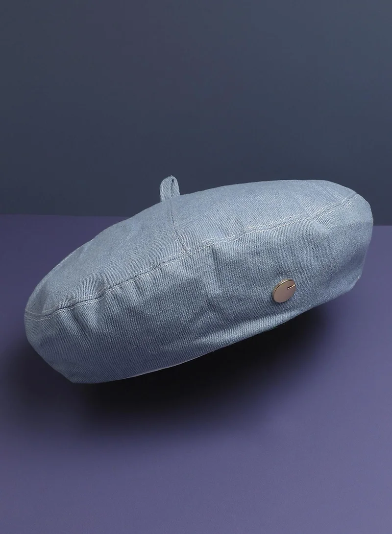 Haute Sauce Denim Beret Hat - Light-Wash Blue