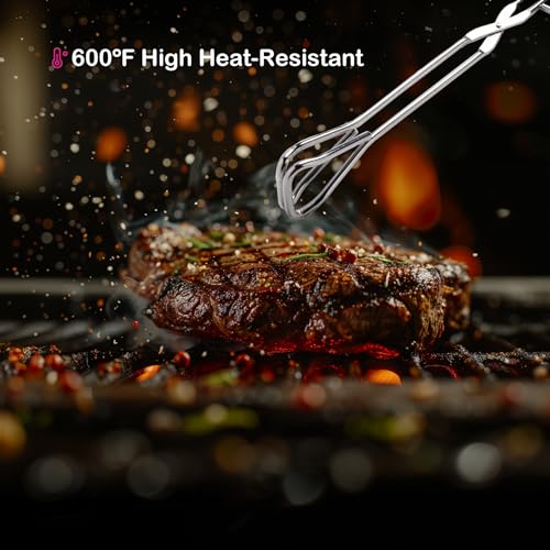 Hiash 11-Inch Heavy Duty Stainless Steel Kitchen Tongs - Comfortable Ergonomic Grip, Scissor Design, Heat Resistant for BBQ and Cooking, Set of 2 - Image 4