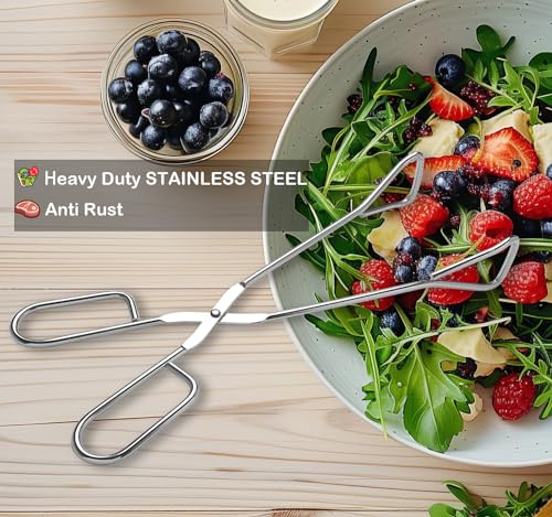 Hiash 11-Inch Heavy Duty Stainless Steel Kitchen Tongs - Comfortable Ergonomic Grip, Scissor Design, Heat Resistant for BBQ and Cooking, Set of 2 - Image 3