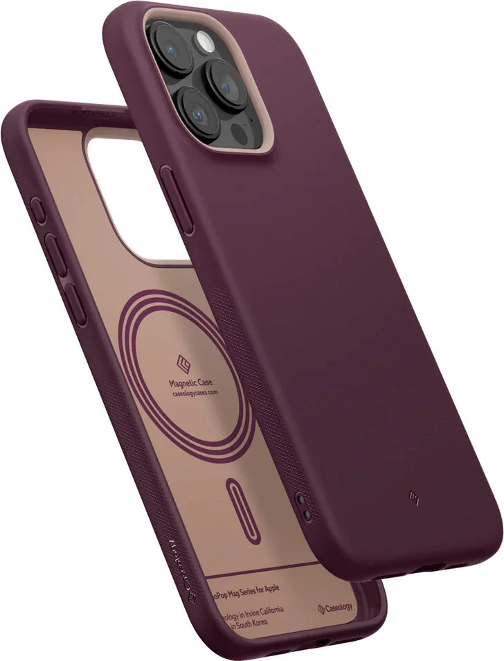 Spigen Caseology by Apple iPhone 15 Pro Max Case Nano Pop Mag (MagSafe Compatible) Burgundy Bean - ACS06621
