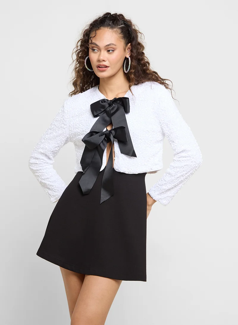 Ginger Bow Tie Up Sequin Jacket