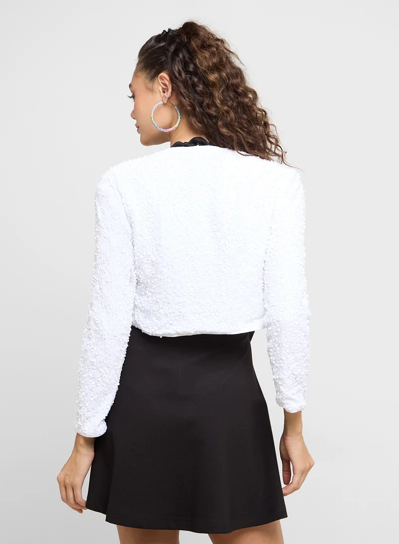 Ginger Bow Tie Up Sequin Jacket