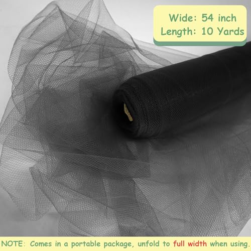 Ableme Deco Black Tulle Fabric Rolls, 54 Inch by 10 Yards (30 ft) Tulle Ribbon for Wedding Party Decoration Sheer Fabric Spool Bolt, Ceiling Decor, Tutu Skirt, Christmas Gift Wrapping, Soft & Drape (Black) - Image 4