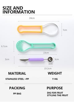 Beauenty Multi functional fruit scoop, three in one fruit carving device, stainless steel watermelon scoop, meat extractor  - Image 2