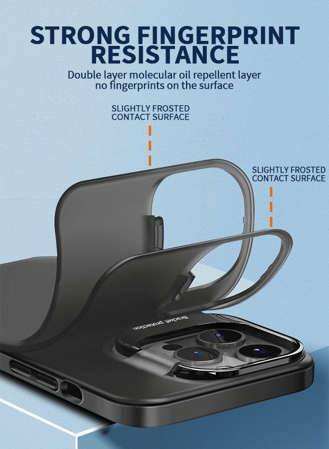 جرويك حافظة لهاتف iPhone 14 Pro مقاس 6.1 بوصة مع حامل حلقي للهاتف وعدسة الكاميرا وحامل معدني دوار وقبضة خلفية رفيعة للغاية المحمول قابلة للطي غير مرئي - Image 3