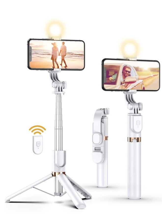Yeaki Selfie Stick Tripod with Wireless Remote, 46'' Cellphone Selfie Stick Tripod with LED Fill Light, for iPhone 16/15/14/14 pro/13/13 Pro/12/11/11 Pro/XS Max/XS/XR/X/8/7 and Android Smartphone(Upgrade) - Image 1