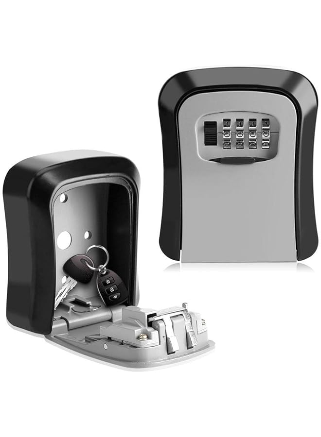 erorex Key Storage Safe Box 4 Digits Combination Key Lock Box With Resettable Wall Mounted For Outdoor And Indoor Home Hotel Office Gray Black - Image 1