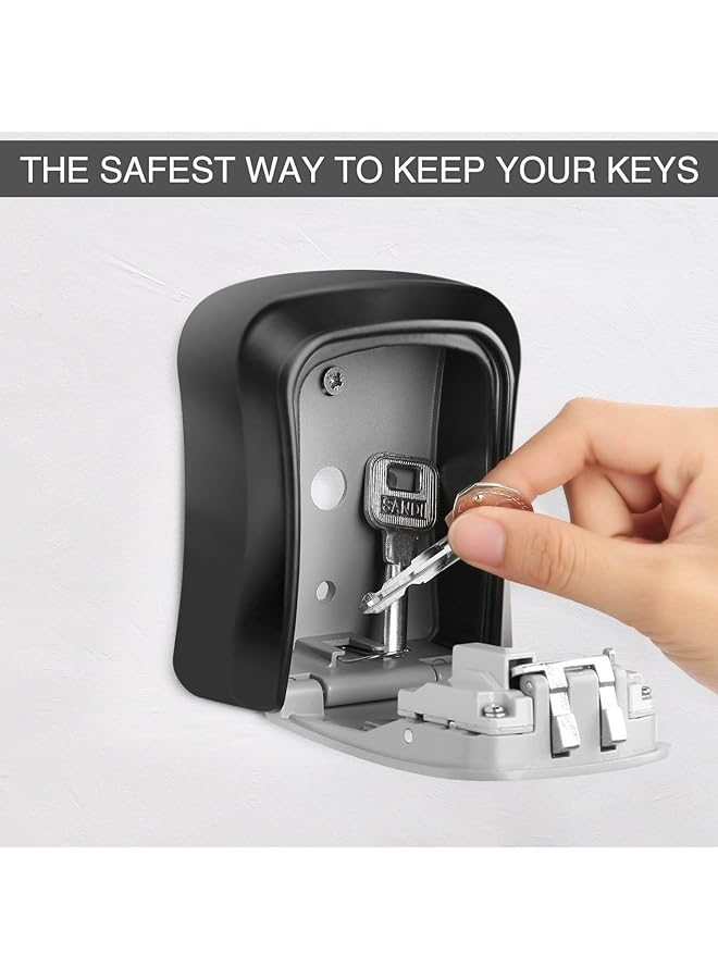 erorex Key Storage Safe Box 4 Digits Combination Key Lock Box With Resettable Wall Mounted For Outdoor And Indoor Home Hotel Office Gray Black - Image 2