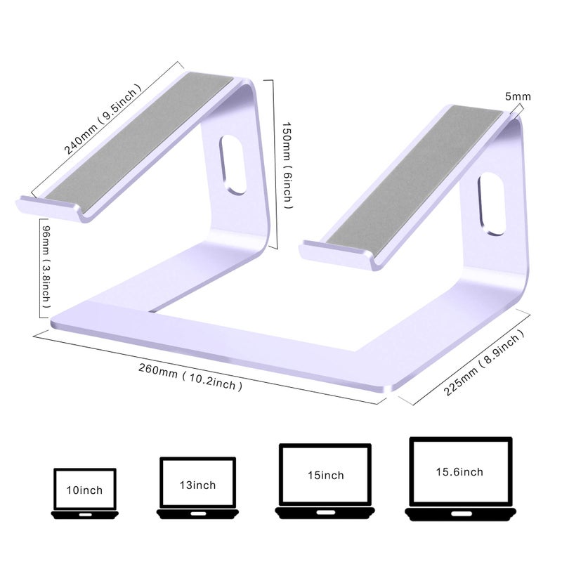 Orionstar Laptop Stand Aluminum Laptop Riser Compatible with Mac MacBook Air Pro 10 to 15.6 Inch Notebook Computer, Ergonomic Elevator Holder (Purple) - Image 2