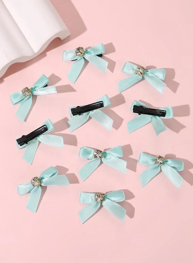 تايك تو Pack of 10 Girls Green Bow Rhinestones Embellished Hair Accessories