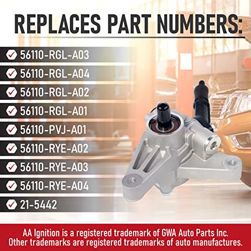 AA Ignition Power Steering Pump - Compatible with Honda & Acura Vehicles - 2005-2008 Pilot, 2005, 2006, 2007, 2008, 2009, 2010 Odyssey, 2007-2013 MDX - Replaces 56110-RGL-A03, 215442, 56110RYEA03, 56110RGLA04 - Image 3
