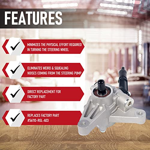 AA Ignition Power Steering Pump - Compatible with Honda & Acura Vehicles - 2005-2008 Pilot, 2005, 2006, 2007, 2008, 2009, 2010 Odyssey, 2007-2013 MDX - Replaces 56110-RGL-A03, 215442, 56110RYEA03, 56110RGLA04 - Image 2