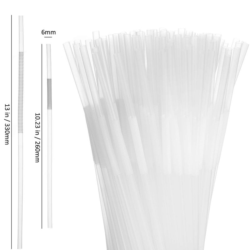 ALINK 200 PCS Flexible Clear Plastic Extendable Drinking Straws, Extra Long Disposable Bendy Party Fancy Straws - Image 2