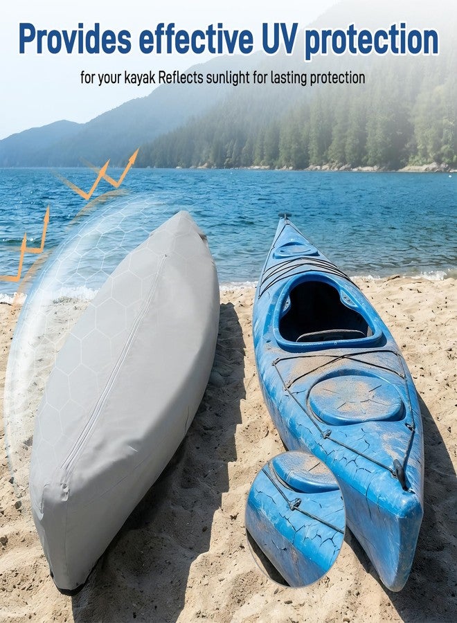 MONST 600D Marine Grade Kayak Canoe Cover, Waterproof UV Tear Fade Resistant with Waterproof Zipper, Heavy Duty Storage Cover Fits 11-13ft Kayak, Indoor Outdoor Use, Gray - Image 3