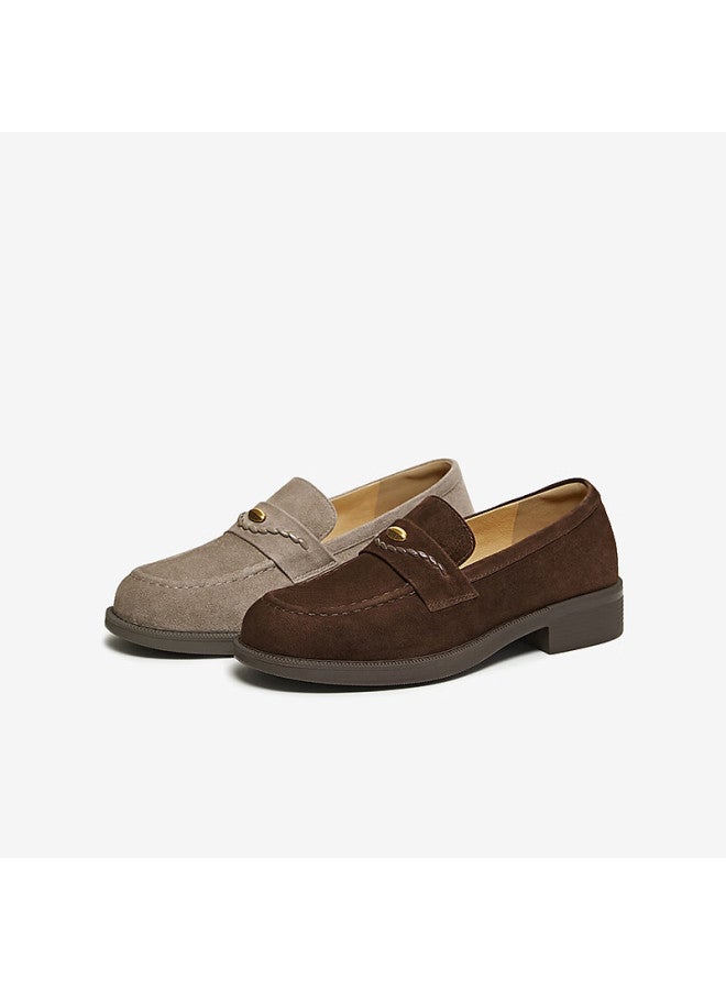Basto 26 Spring Loafers Simple Retro Commuter Chunky Heel Women's Single Shoes O2839aa6 Gray Size 38 - Image 4