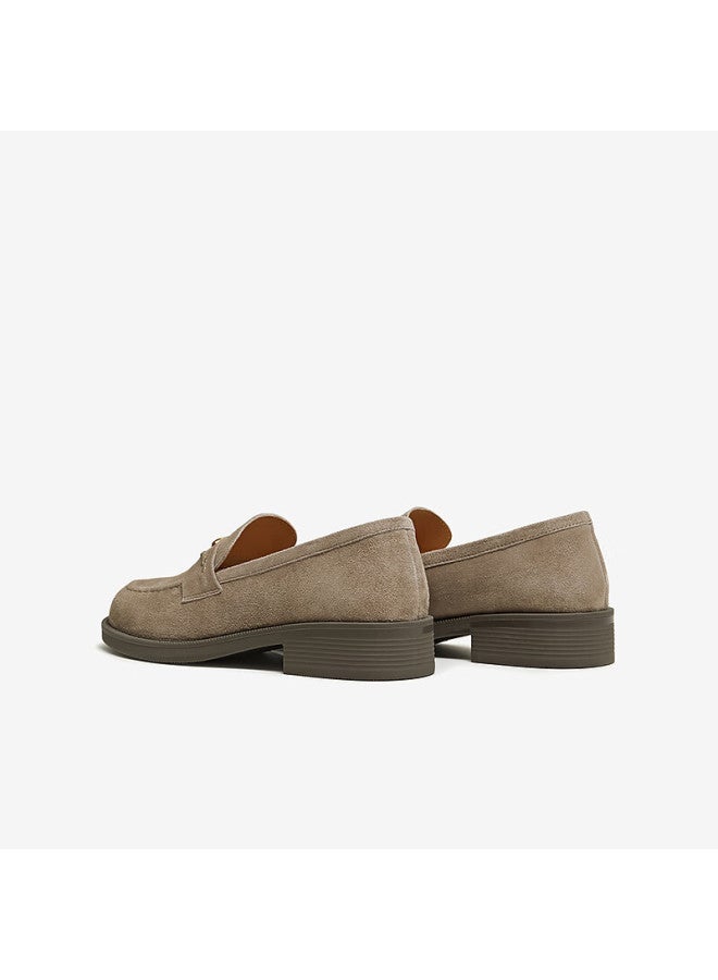 Basto 26 Spring Loafers Simple Retro Commuter Chunky Heel Women's Single Shoes O2839aa6 Gray Size 38 - Image 2
