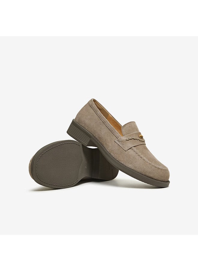 Basto 26 Spring Loafers Simple Retro Commuter Chunky Heel Women's Single Shoes O2839aa6 Gray Size 38 - Image 3