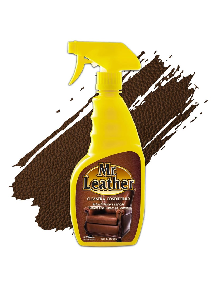 Mr. Leather Cleaner and Conditioner 16 oz - Safe for All Leather & Vinyl - Hydrate and Shine with Water-Repellent Protection for Couches, Car Interior, Shoes, and Bags - Image 1
