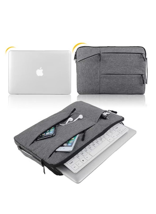 Generic - Laptop Protective Bag with Large Side Pocket Laptop Sleeve 15.6 Inch for 15 Inch MacBook Air/MacBook Pro/Notebook Dark Grey - Image 1