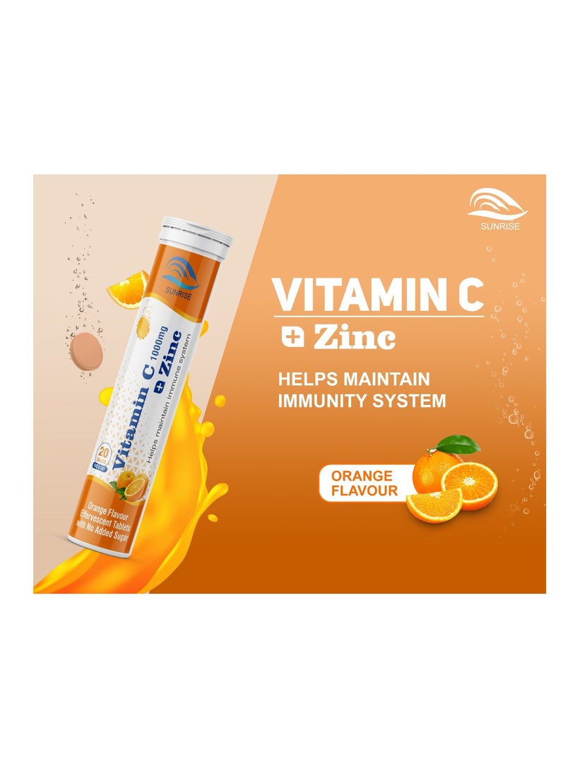 صن رايز فيتامين سي 1000 مجم مع الزنك 10 مجم 20 قرص فوارة 5 علب عبوة كومبو - Image 4