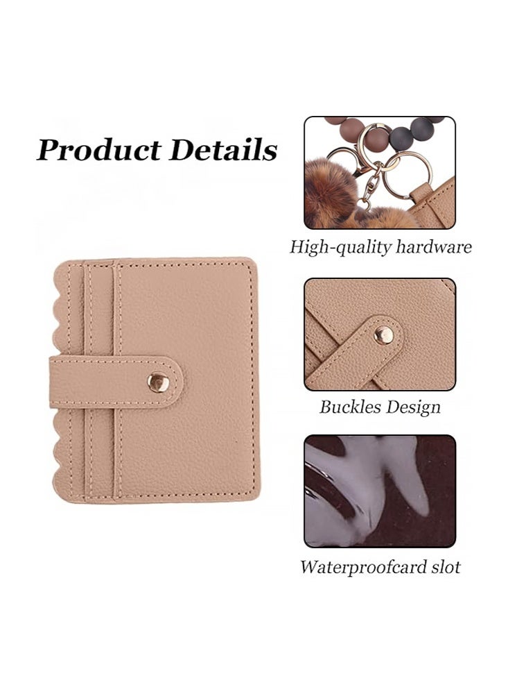 SENDEFN Boho Beaded Wallet Keychain for Women- Y2K Furry Heart Keychain, Wallet,Purse,Card Holder,Gifts for Women （Leopard Print-Khaki） - Image 2