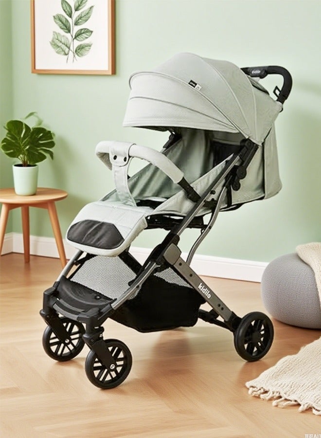 كيديليو عربة أطفال مدمجة قابلة للطي، متوافقة مع مقعد السيارة، عربة أطفال خفيفة الوزن مع مظلة كبيرة الحجم، مساحة تخزين كبيرة جدًا - أخضر - Image 1