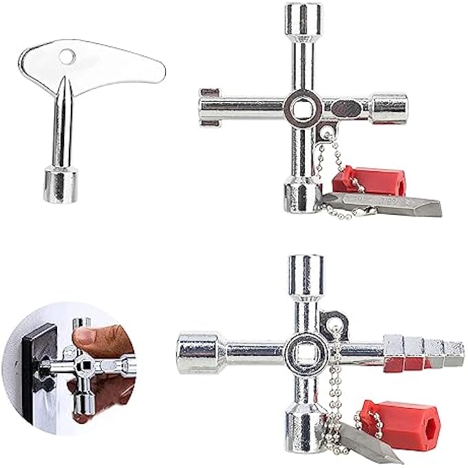 UNIVERSAL KEY 3 PIECES SQUARE KEY 4-WAY MULTIFUNCTIONAL, UNIVERSAL TRIANGLE KEY, CONTROL CABINET KEY FOR WATER ELECTRICITY METER, RADIATOR ELEVATORS ETC - Image 2