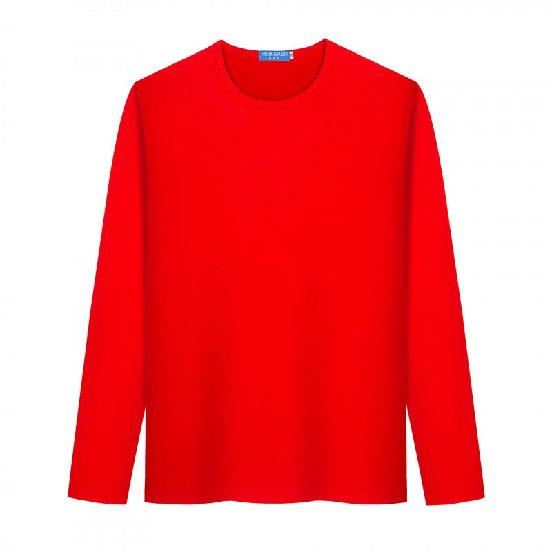 200G Modal Long Sleeve Crewneck Solid Color T-Shirt Diy Printed Personality Po Couple Printed Picture Not Pilling Advertising Shirt - Image 1