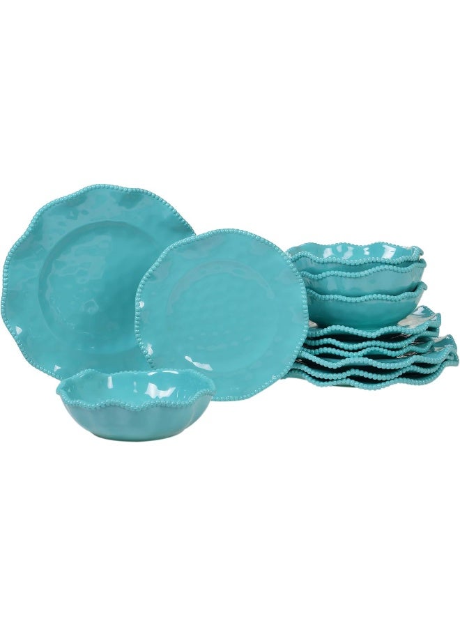 Certified International Certified International Perlette Teal Dinnerware Dishes IndoorOutdoor Regular  - Image 1