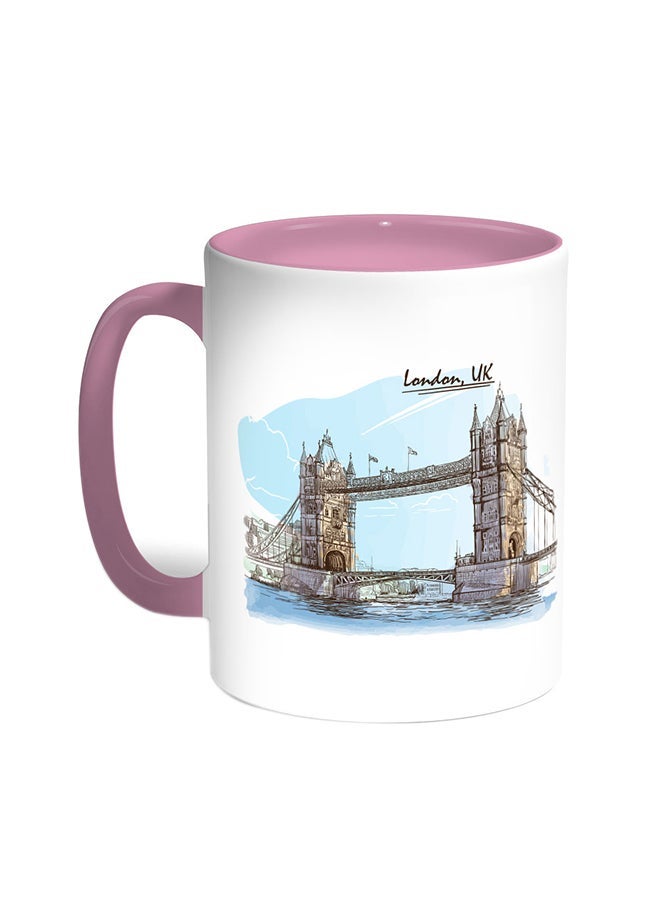 RYN Bridge Of London Printed Coffee Mug Pink/White 11ounce