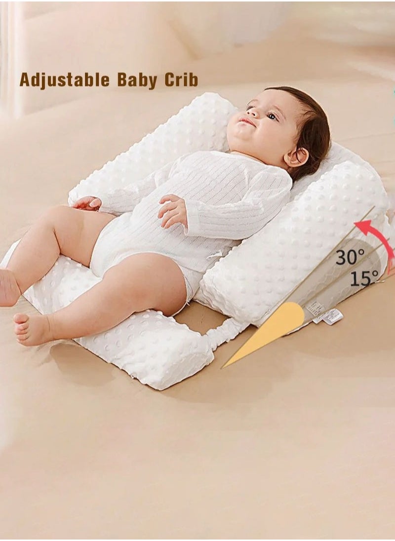 MIXDE Baby Nursery Pillow, Removeable Breastfeeding Pillows, Toddler Bedding, Anti vomit Milk Babies Crib Wedge Headrest for Newborn and Infant,  15-30 Degree Adjustable Incline for Better Night's Sleep  - Image 1
