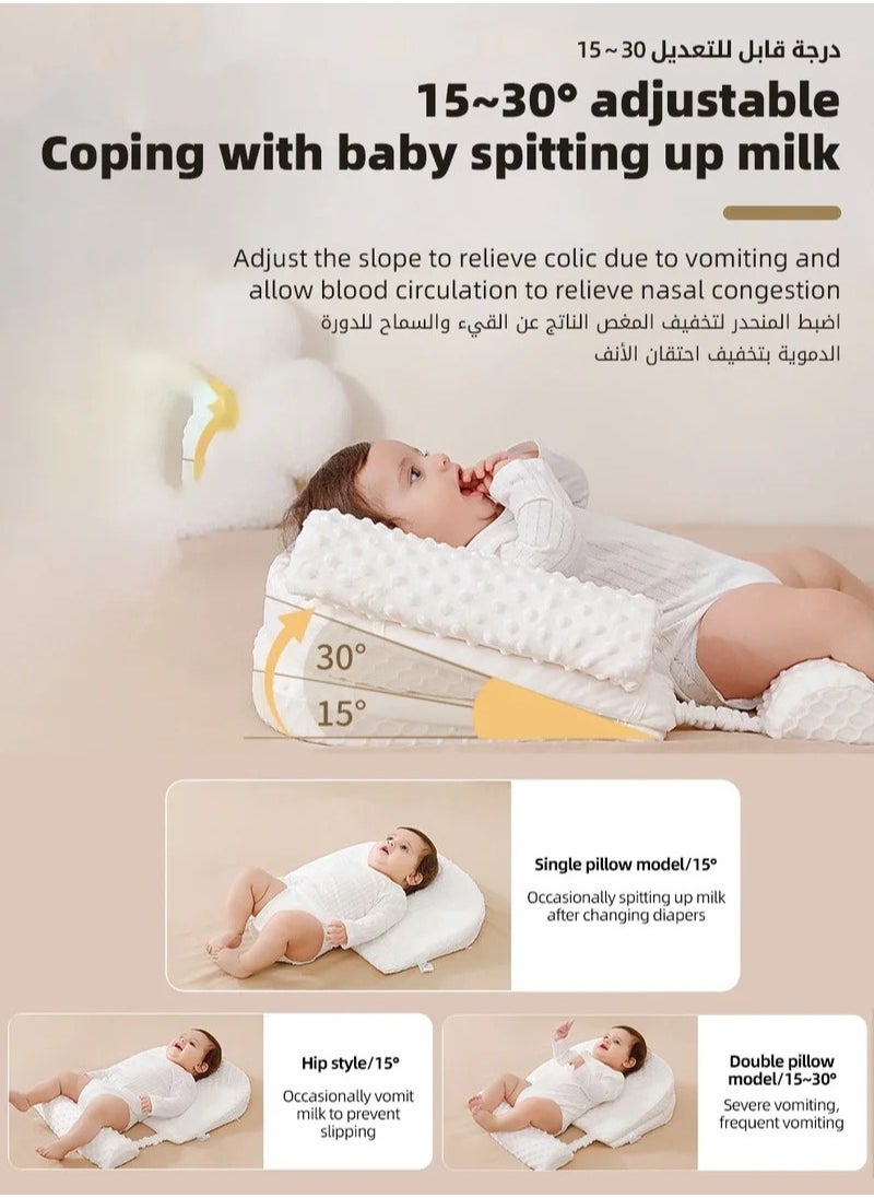 MIXDE Baby Nursery Pillow, Removeable Breastfeeding Pillows, Toddler Bedding, Anti vomit Milk Babies Crib Wedge Headrest for Newborn and Infant,  15-30 Degree Adjustable Incline for Better Night's Sleep  - Image 4