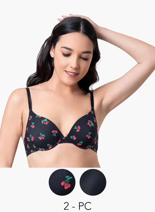 Aadaraya Set of 2 - Aadaraya Assorted Plunge Bra with Adjustable Straps