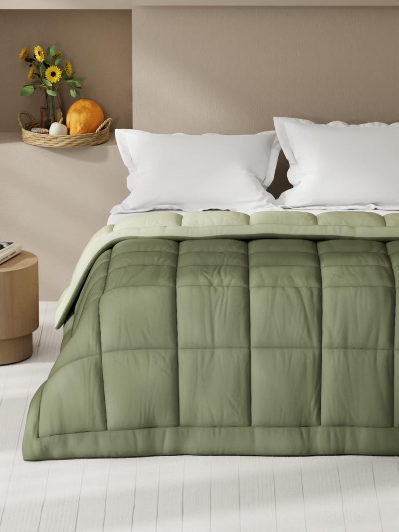 KOPA KOPA Ultra Soft Microfiber Reversible Comforter for All Weather -1pc Double (Feather lite) -Olive/sage  - Image 2