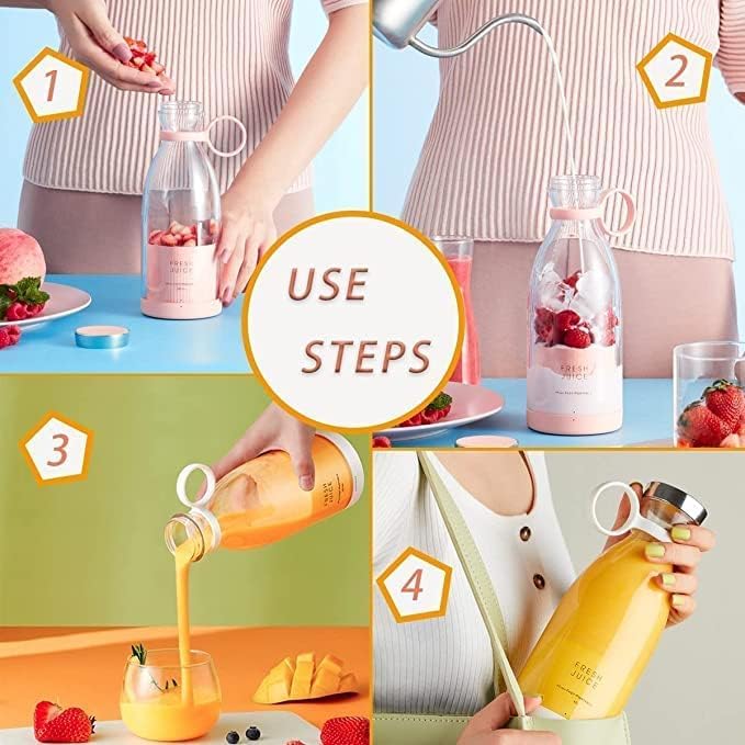 HBD Rechargeable Portable Electric Mini USB Juicer Bottle Blender for Making Juice Travel Juicer Mixer for All Fruits Hand Juicer Machine Multicolor 1 Pc - Image 5
