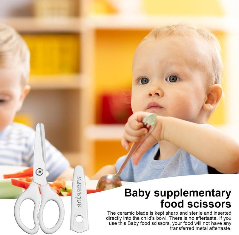 Ceramic Scissors | Safe Healthy Food Scissor with Protective Blade Cover | Lightweight Supplementary Food Scissors for, Vegetables Fruits Noodles - Image 2